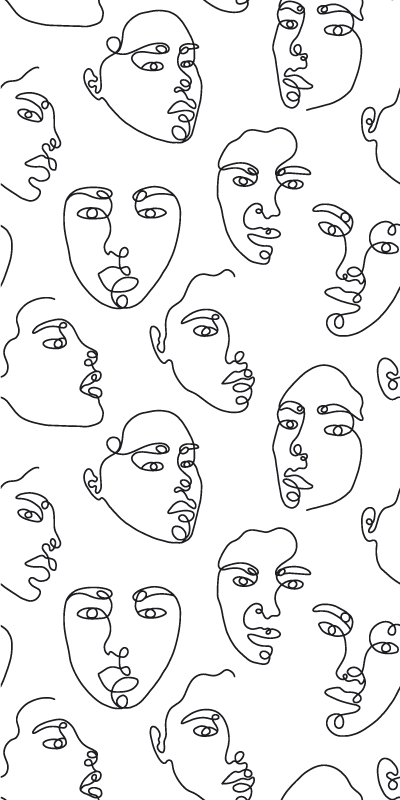 Nowoczesny dywan winylowy w wzór twarzy w linii - TenStickers