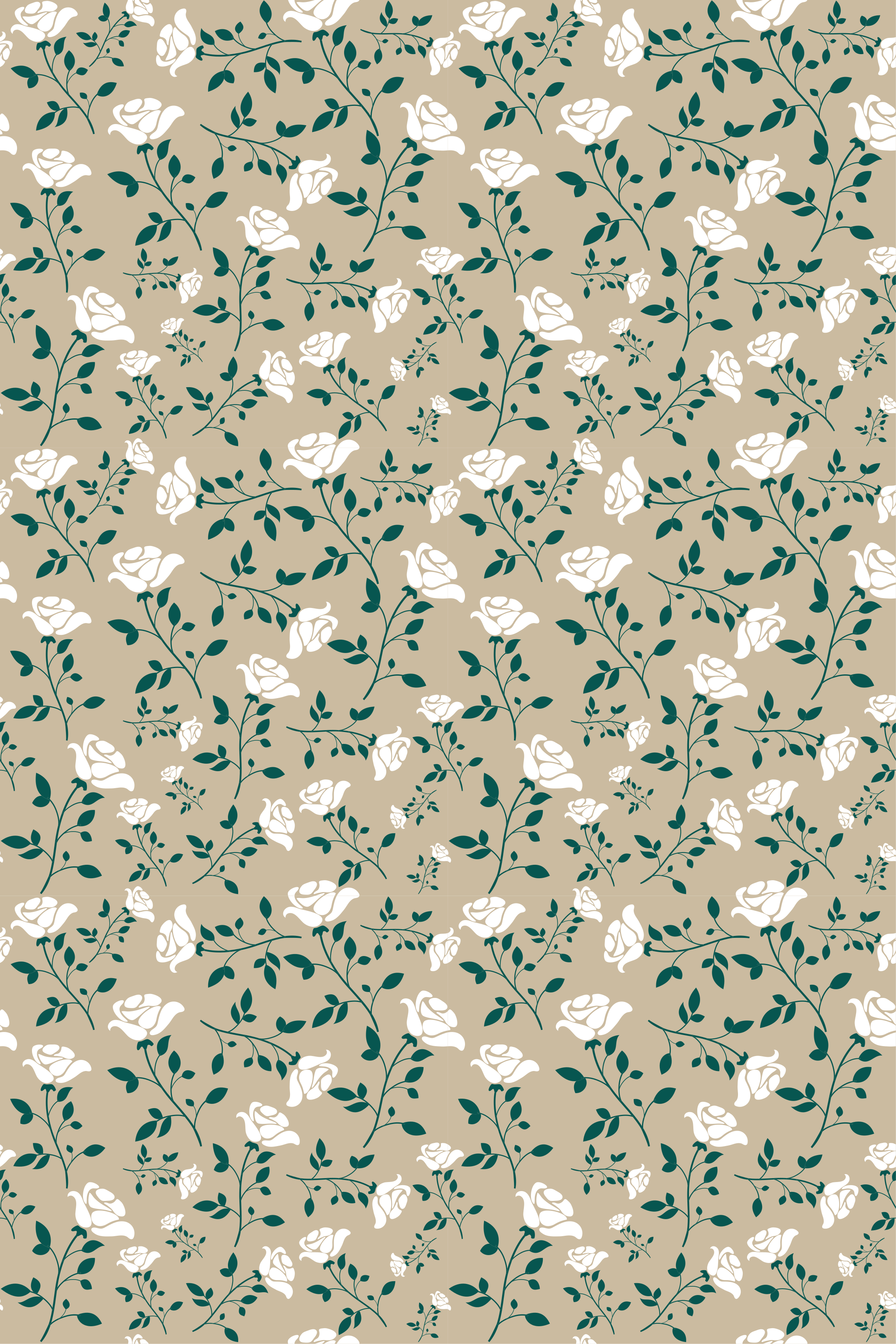 Dywan winylowy retro w biały wzór vintage róż - TenStickers