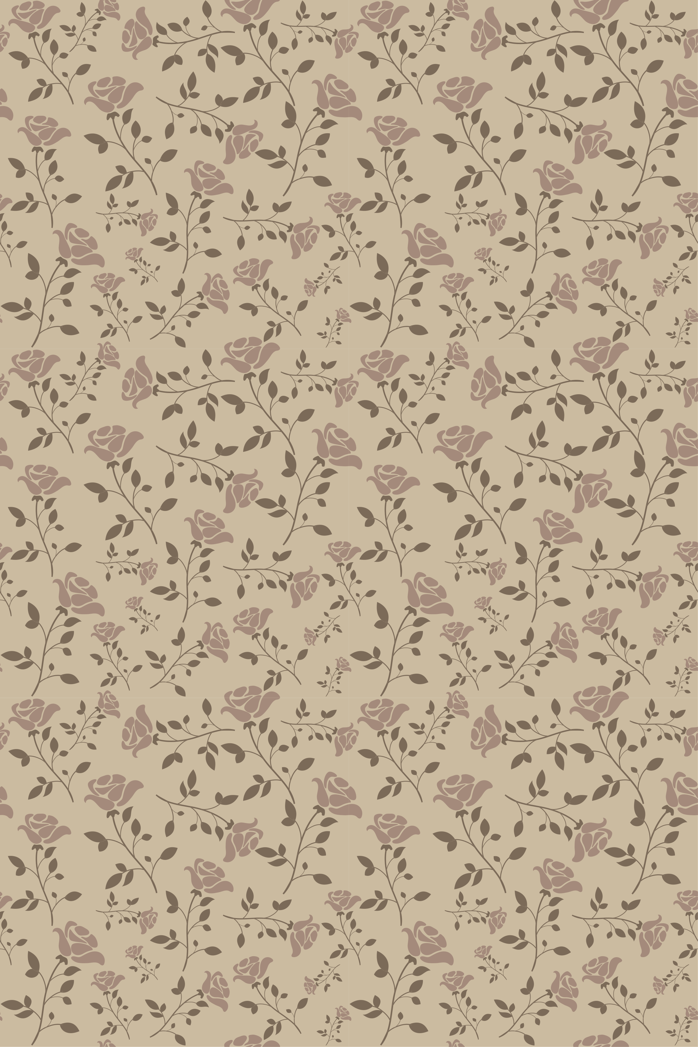 Dywan winylowy retro brązowy wzór róż vintage - TenStickers