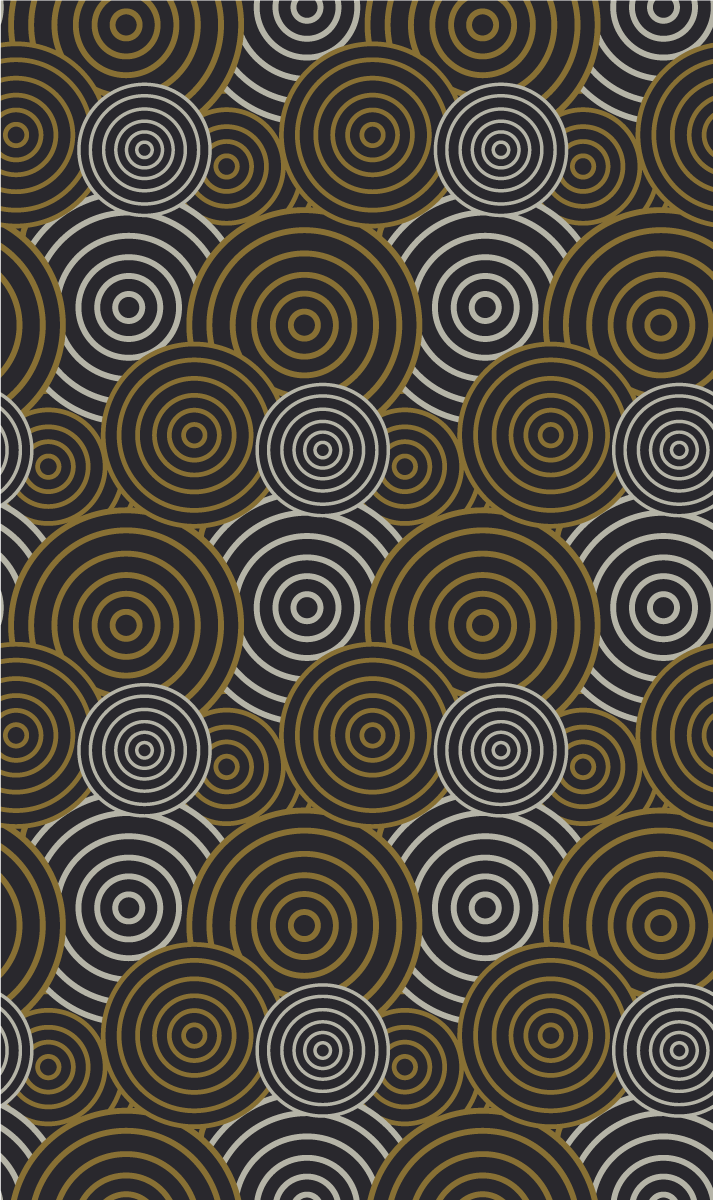 Dywan winylowy retro wzory okręgów z liniami - TenStickers