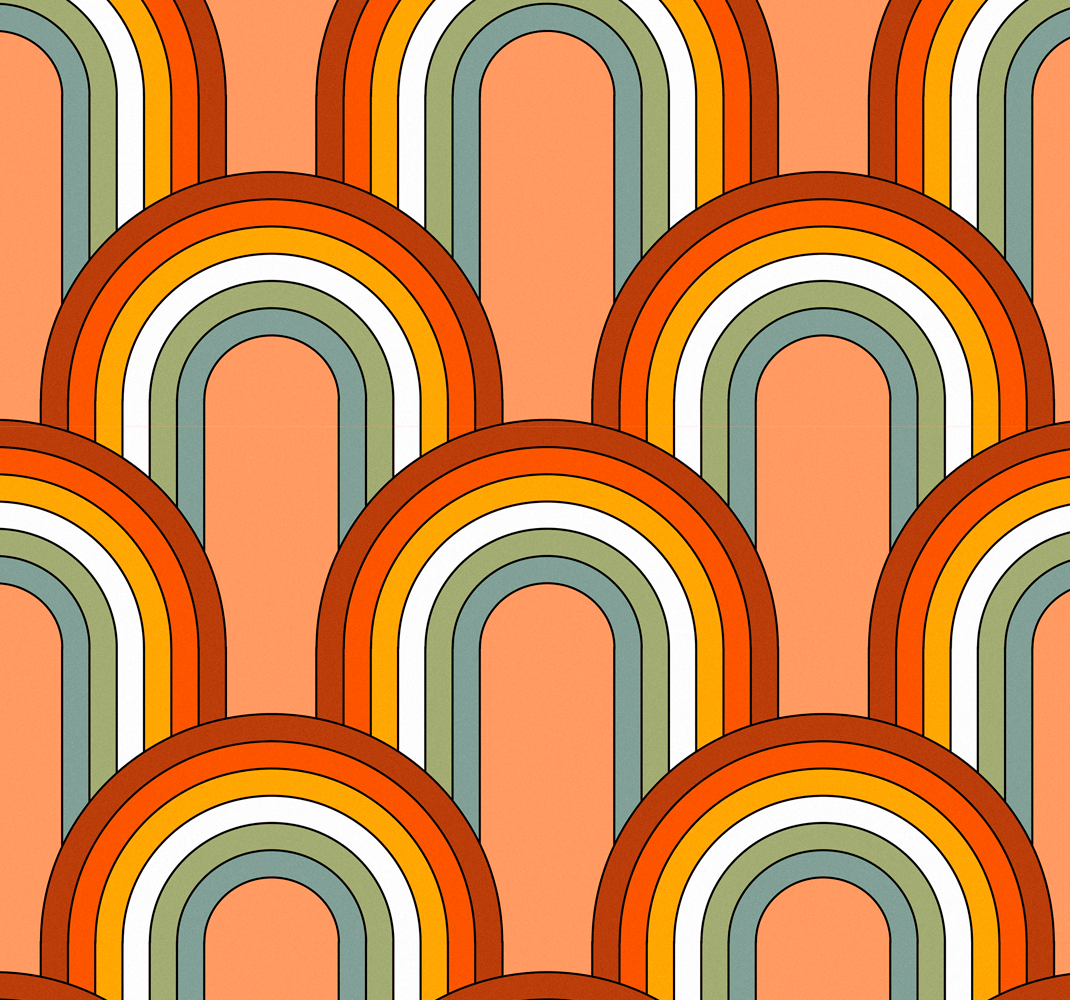 Dywan winylowy retro w tęczowy wzór lat 70. - TenStickers