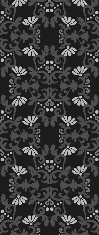 Dywan winylowy retro w czarnym stylu damaskowym - TenStickers
