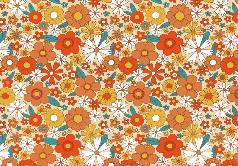 Dywan winylowy retro w kwiaty w stylu lat 70. - TenStickers