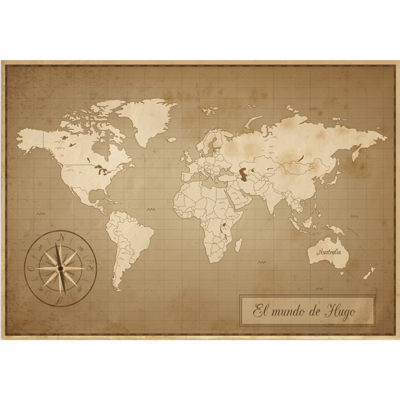 Dywan winylowy mapa świata fototapeta vintage z nazwami - TenStickers