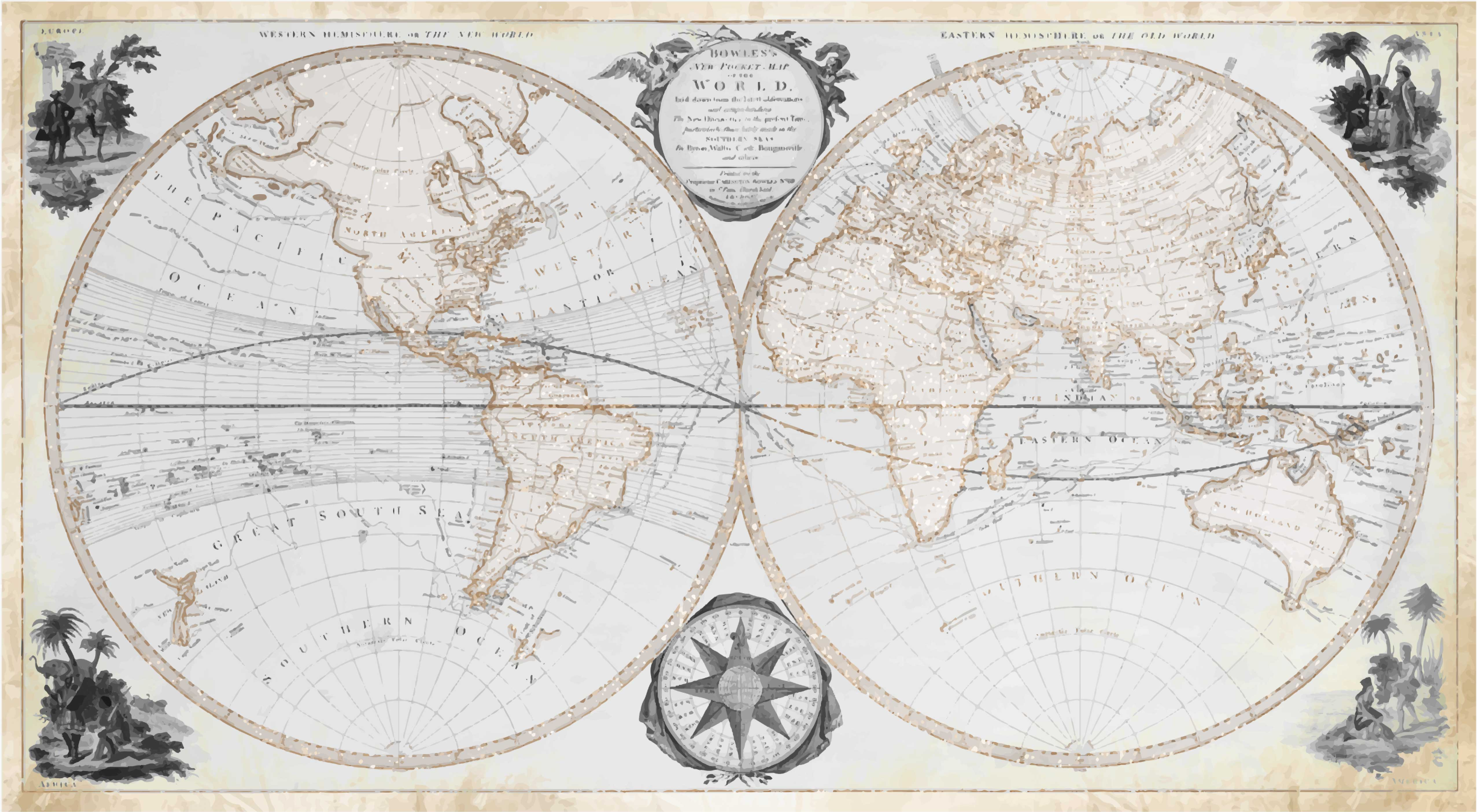 Dywan winylowy mapa świata akwarelowy vintage - TenStickers