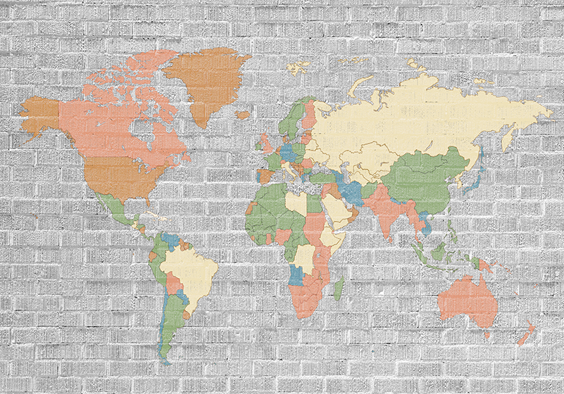 Dywan winylowy mapa świata w stylu vintage kamienia - TenStickers