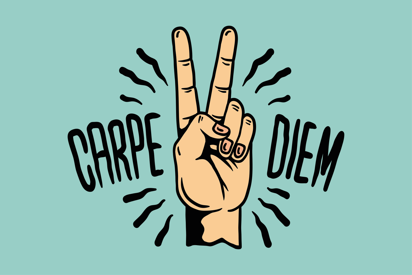 Dywan winylowy napisy carpe diem z ilustracją dłoni - TenStickers