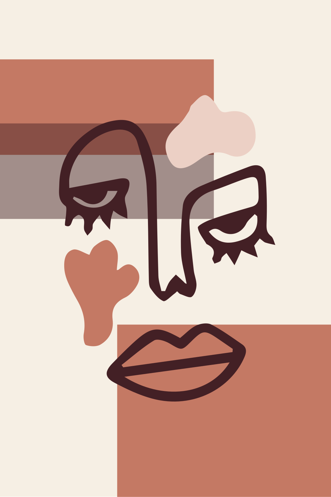Dywan winylowy wzór geometryczny twarz abstrakcyjnej kobiety - TenStickers