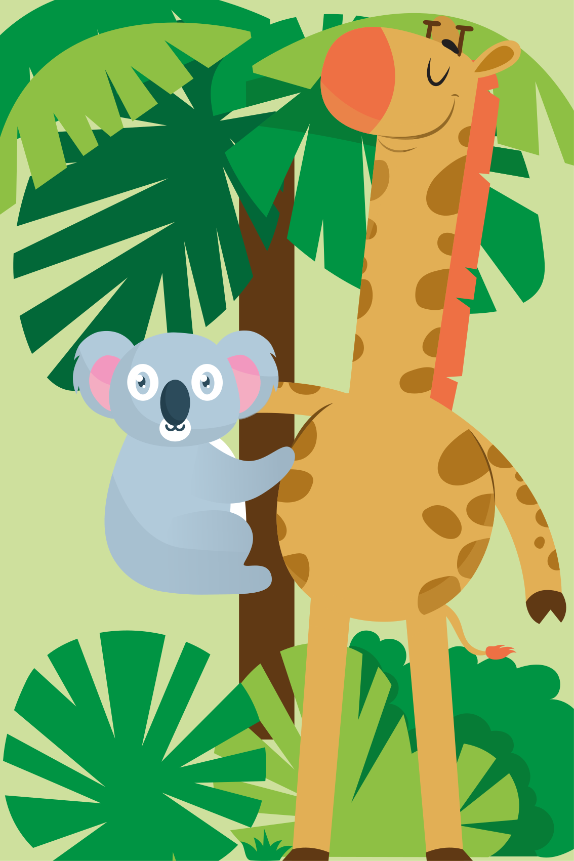 Dywan winylowy dla dziecka koala przytulający żyrafę - TenStickers