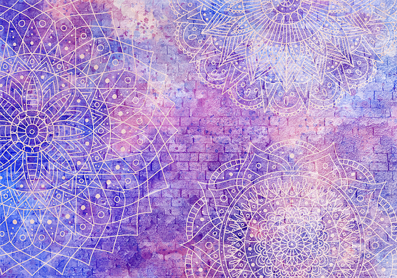 Fioletowy dywan winylowy z wzorem mandali na cegłach - TenStickers