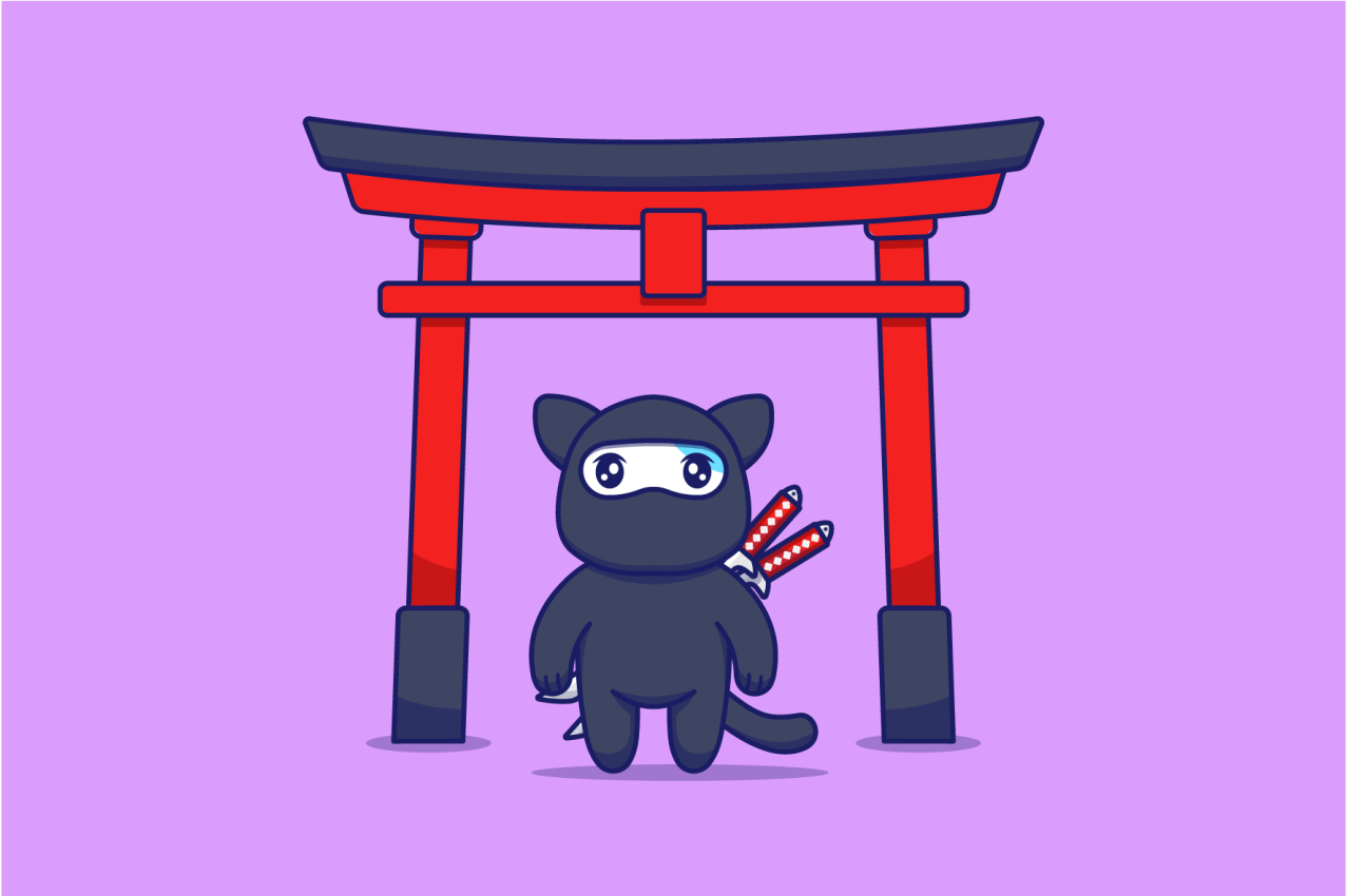 Fioletowy dywan winylowy z kotem ninja - TenStickers