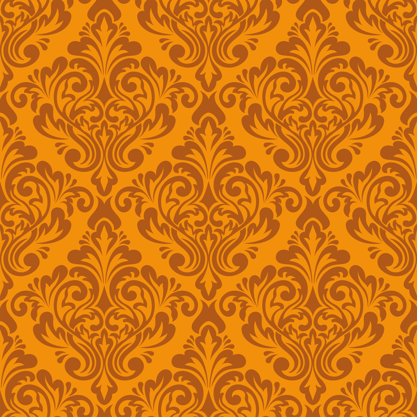 Pomarańczowy dywan winylowy w stylu vintage damask - TenStickers