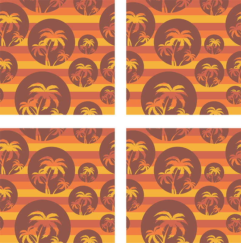 Pomarańczowy dywan winylowy w retro wzór zachodu słońca - TenStickers