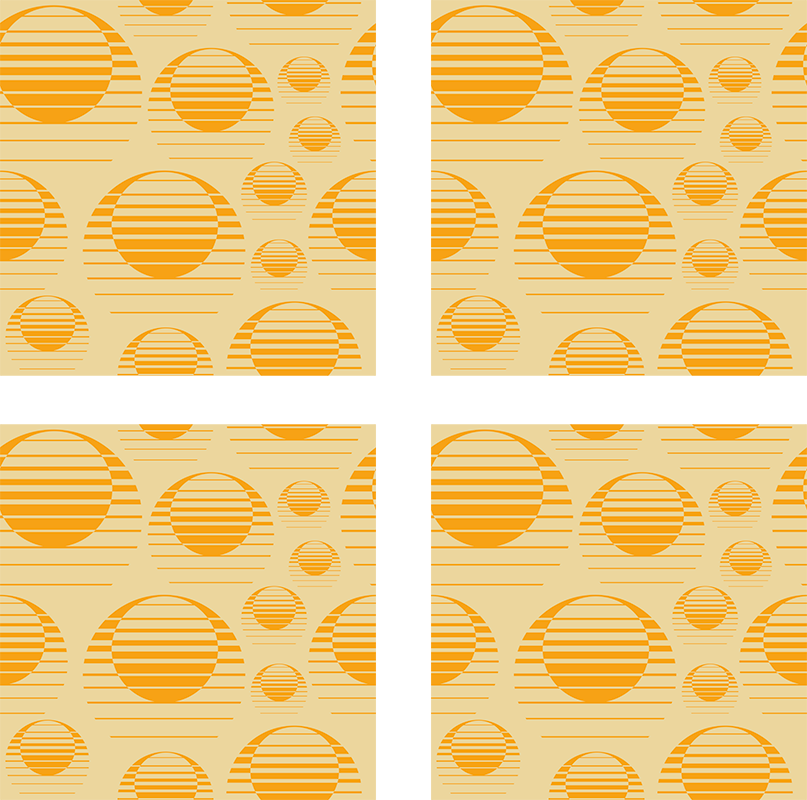 Pomarańczowy dywan winylowy retro słońce rysunek - TenStickers