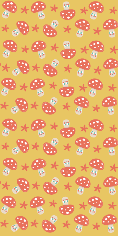 Pomarańczowy dywan winylowy z grzybkami na żółtym tle - TenStickers