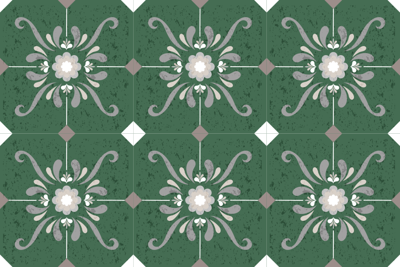 Zielony dywan winylowy w stylu vintage płytek - TenStickers