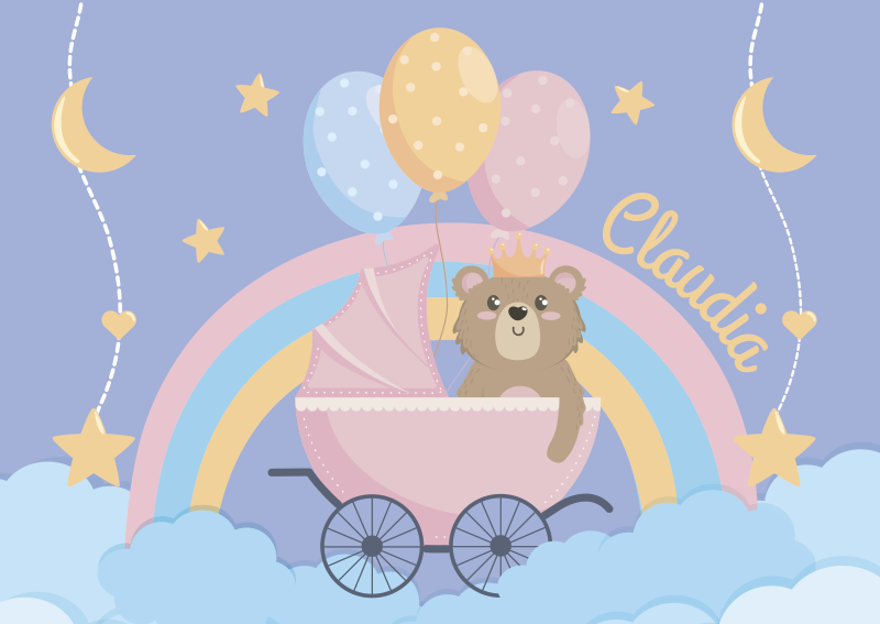 Spersonalizowany dywan winylowy z misiem - TenStickers