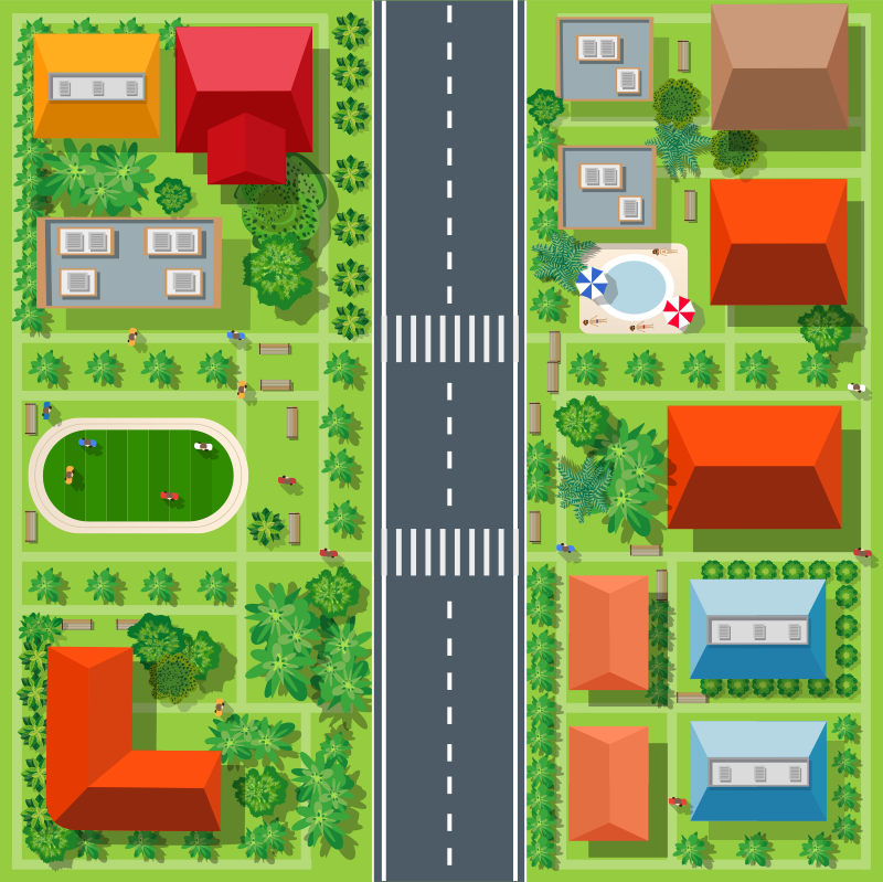 Dywan winylowy dla dzieci zabawny pejzaż miejski - TenStickers