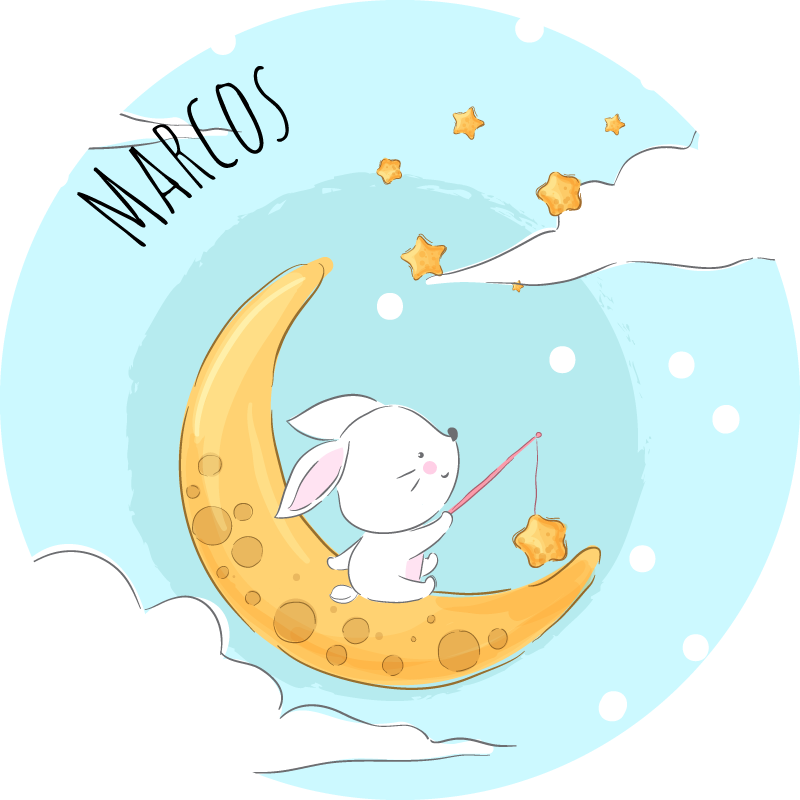 Dywan winylowy z kotem na księżycu personalizowany - TenStickers