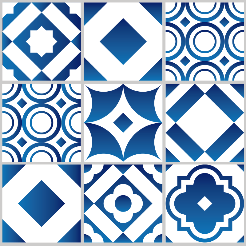 Dywan winylowy do kuchni niebieskie płytki - TenStickers