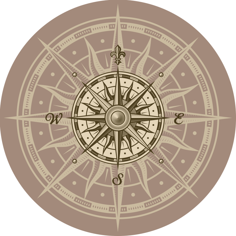 Okrągły winylowy dywanik z kompasem - TenStickers