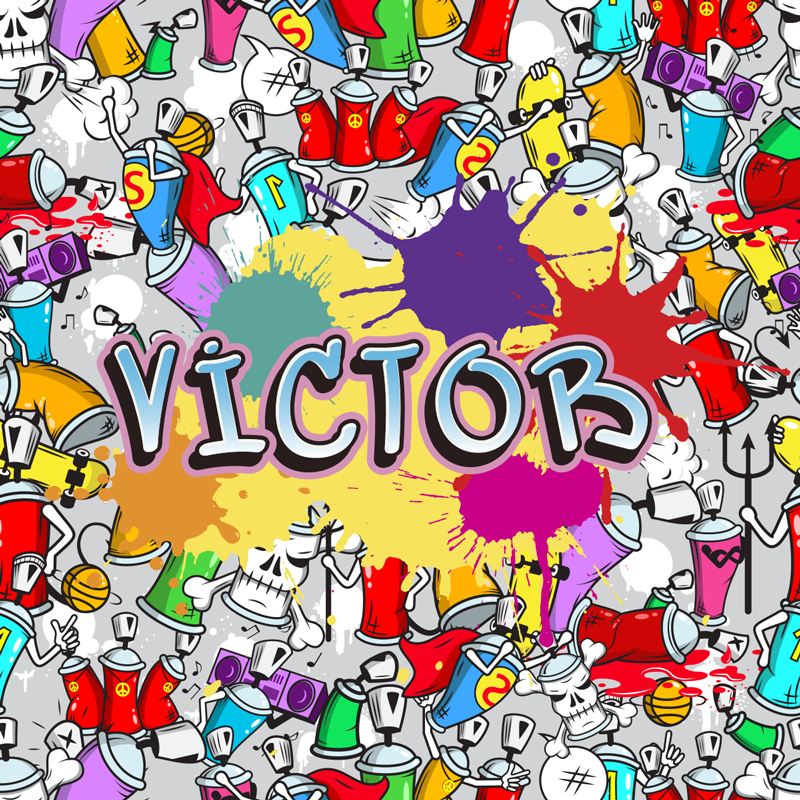 Wielokolorowy dywan winylowy graffiti z nazwą - TenStickers