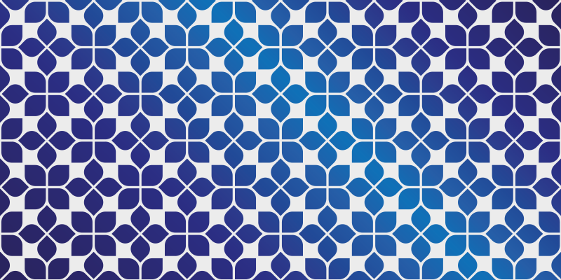 Dywanik winylowy mozaika niebieskie kwiaty - TenStickers