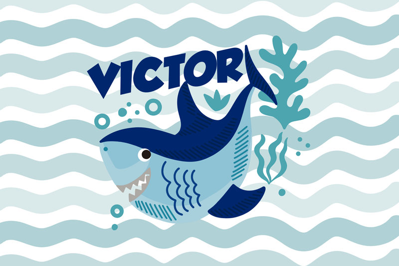 Winylowy dywan z imieniem i rekinem - TenStickers