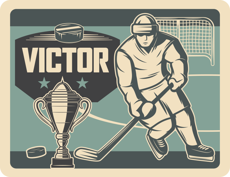 Dywan winylowy Hokeista z imieniem - TenStickers