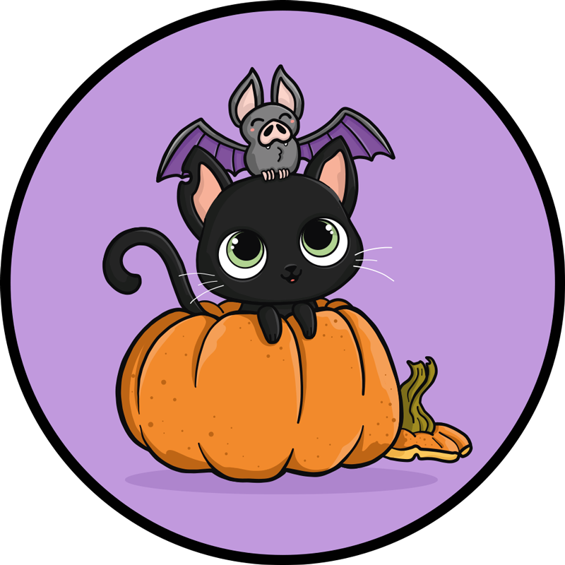 Dywan winylowy na halloween halloweenowy nietoperz kot - TenStickers