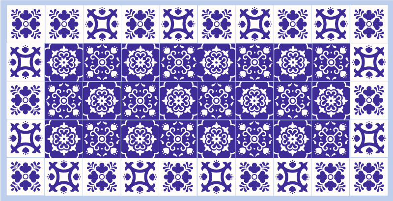 Dywan winylowy do łazienki niebieski wzór ceramiczny - TenStickers