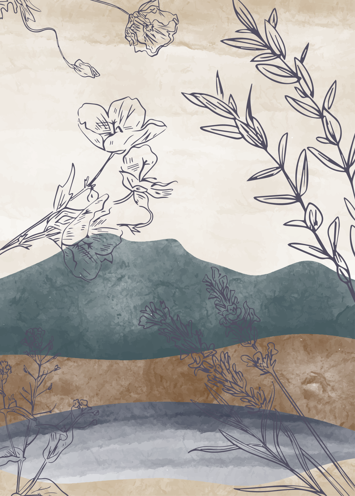 Dywan winylowy w kwiaty i rośliny sylwetka botaniczna - TenStickers