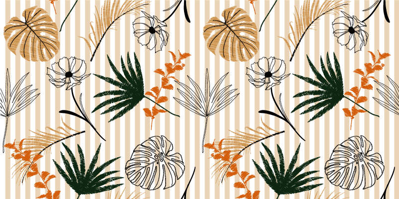 Dywan winylowy czarno białe i beżowe kwiaty - TenStickers