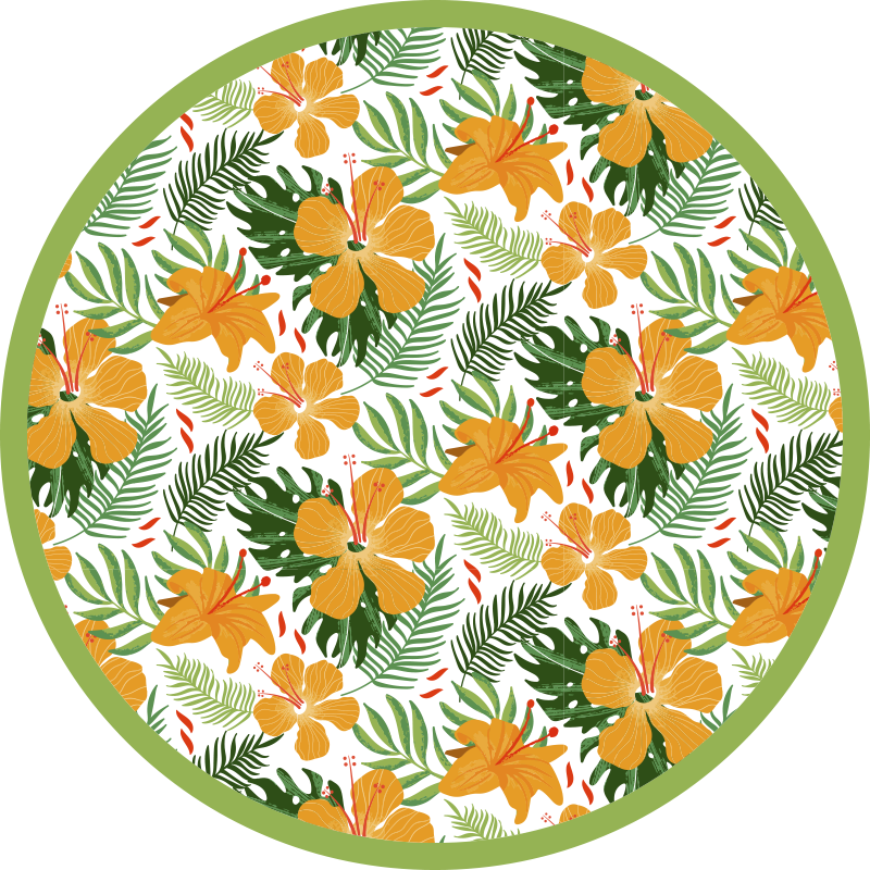 Dywan winylowy w kwiaty i rośliny tropikalna harmonia - TenStickers