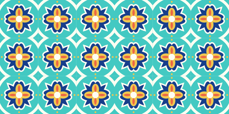 Turkusowe teksturowane mozaikowe płytki podłogowe - TenStickers