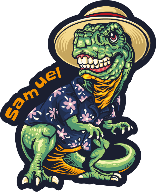 Dywan winylowy z imieniem strój wakacyjny dinozaura - TenStickers