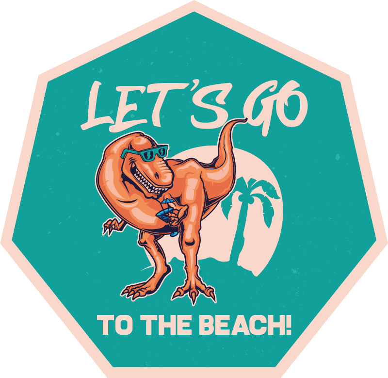 Dywan winylowy zwierzęta zabawa z dinozaurami na plaży - TenStickers