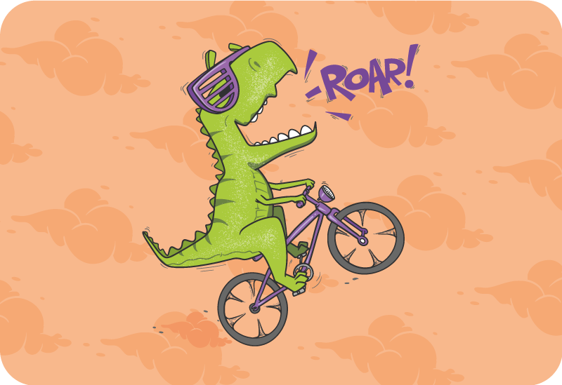 Dywan winylowy dla dziecka ryk dinozaura na rowerze - TenStickers
