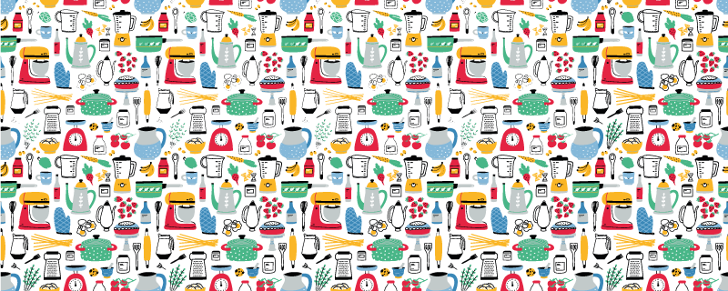 Dywan winylowy w wielokolorowy wzór kuchenny - TenStickers