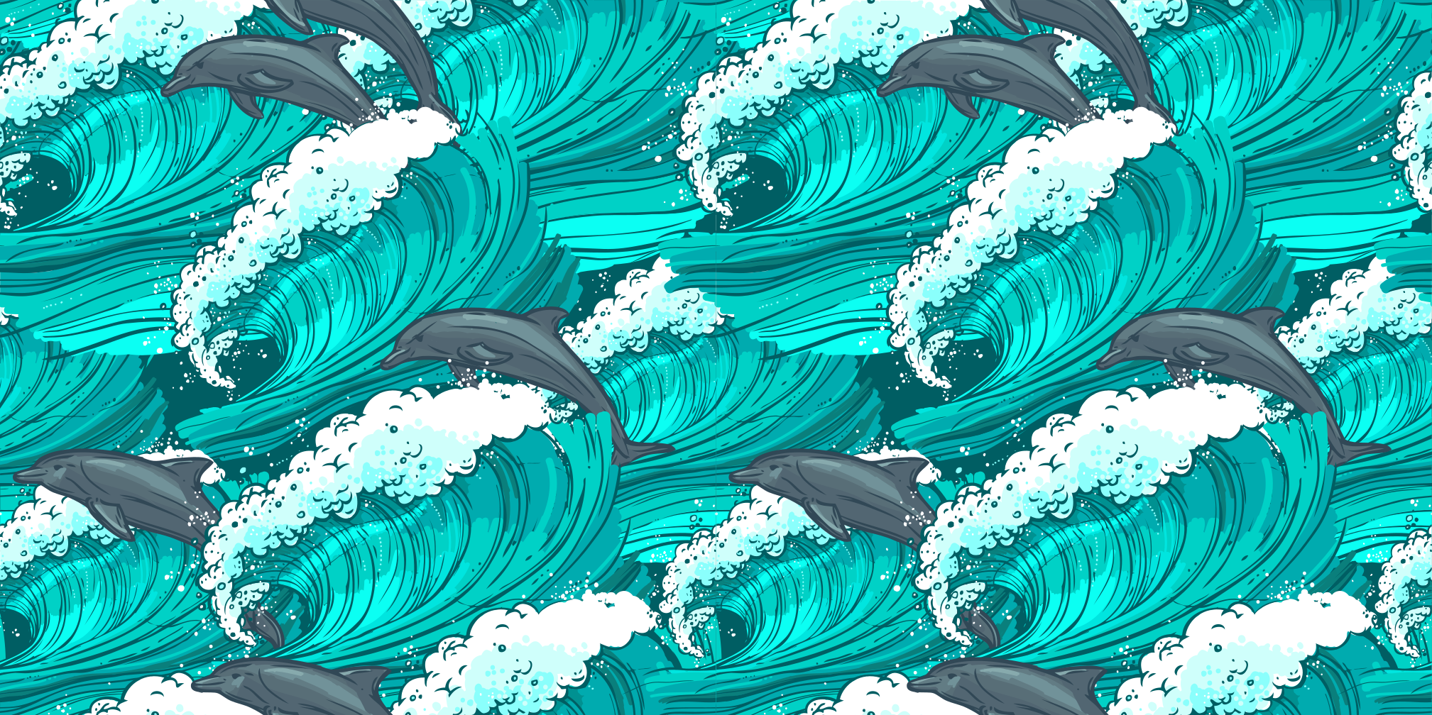 Dywan winylowy ze zwierzętami delfin w oceanie - TenStickers