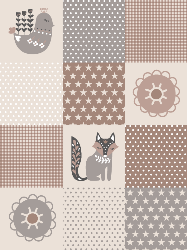 Dywan winylowy dla dzieci Nordyckie płytki ze zwierzętami - TenStickers