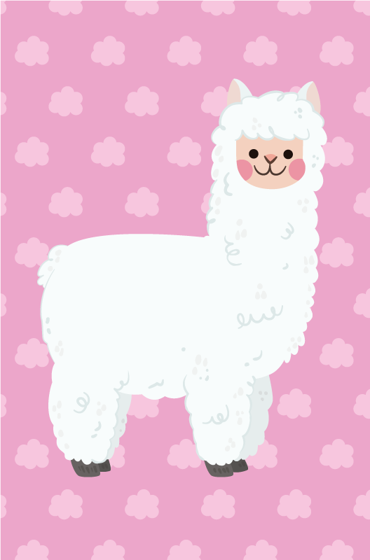 Dywan winylowy dziecięcy pochmurna ilustracja lamy - TenStickers