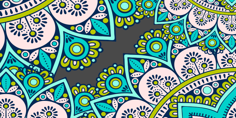 Dywan winylowy mandala w kolorze niebieskim i zielonym - TenStickers