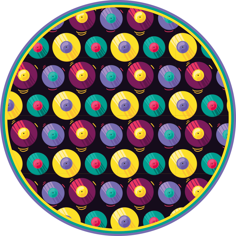Dywan winylowy z grą kompozycja dysków retro - TenStickers