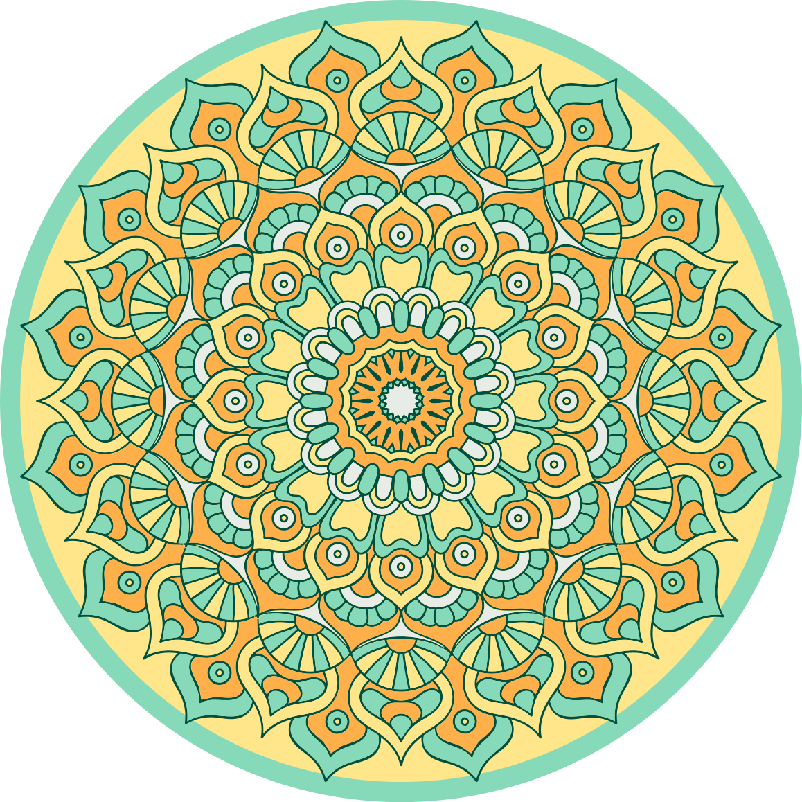 Dywan winylowy mandala pomarańczowy i turkusowy - TenStickers