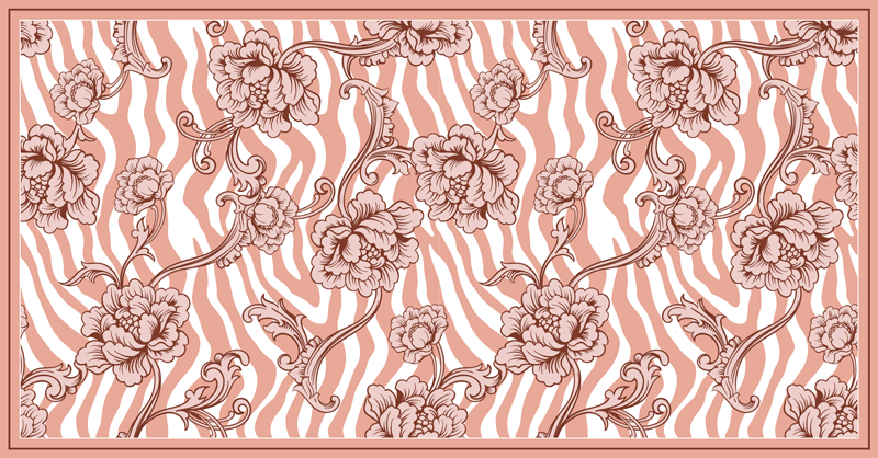 Dywan winylowy do salonu zebra w kwiaty - TenStickers