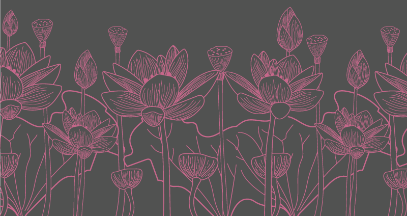 Dywan winylowy w kwiaty i rośliny szkic konturu kwiatowego - TenStickers