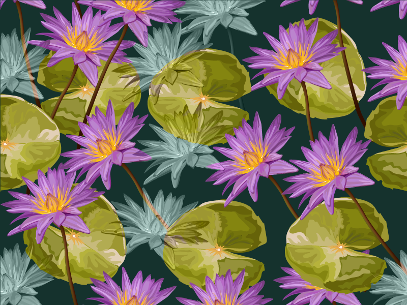 Dywan winylowy w kwiaty i rośliny botaniczne lilie wodne - TenStickers