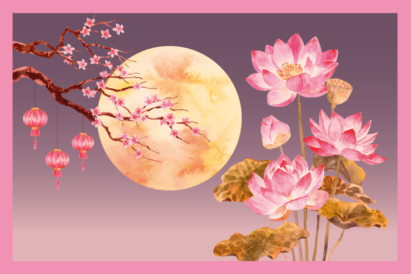 Dywan winylowy w kwiaty i rośliny kwiatowe światło księżyca - TenStickers