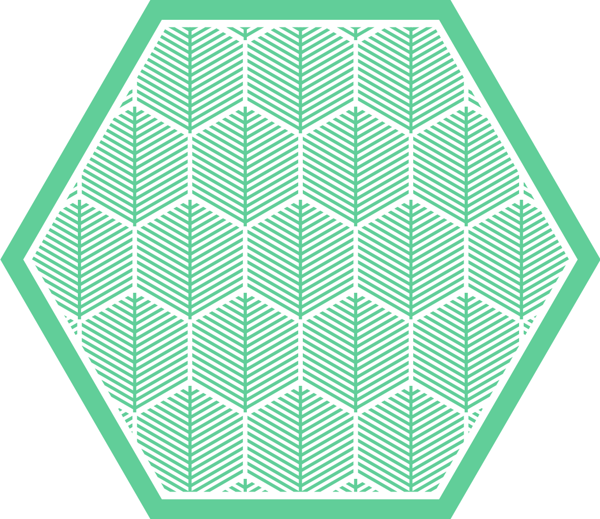 Dywan kwiatowy w kształcie sześciokąta z zielonymi roślinami - TenStickers